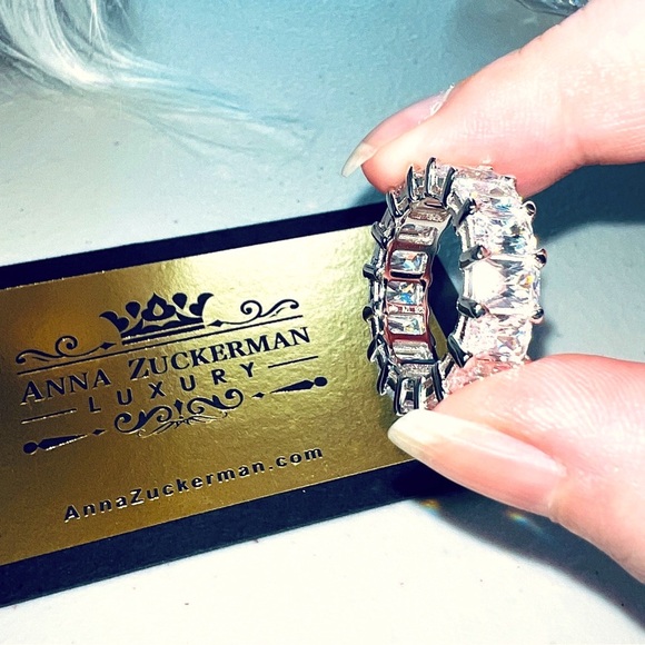 New! Designer Eternity Ring Triple Rhodium Plated 925SS. **Size 5** - Picture 5 of 9